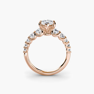 Graduated round U-prong diamond band engagement ring setting with marquise accents, crafted by LabGrownDiamonds.com.