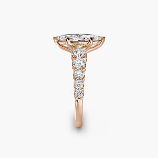 Graduated round U-prong diamond band engagement ring setting with marquise accents, crafted by LabGrownDiamonds.com.