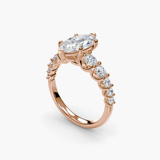 LabGrownDiamonds.com diamond engagement ring setting with a graduated round U-prong band, shown from four different angles.