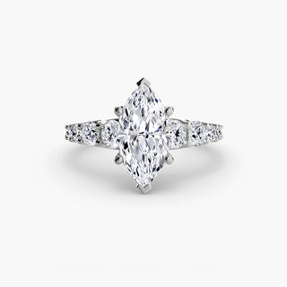 LabGrownDiamonds.com diamond engagement ring with a graduated round U-prong setting in white gold, featuring a marquise-shaped diamond.