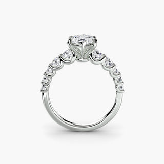 LabGrownDiamonds.com round U-prong diamond band engagement ring with marquise accents, shown from the front in white gold setting.