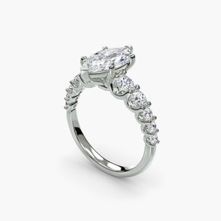 LabGrownDiamonds.com round U-prong diamond band engagement ring with marquise accents in white gold, shown from four angles