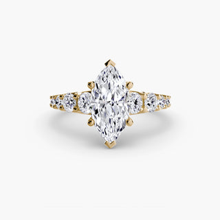 LabGrownDiamonds.com diamond band engagement ring with graduated round U-prong setting and marquise-shaped accents.