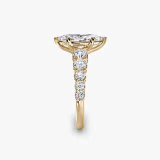 LabGrownDiamonds.com engagement ring with a graduated round U-prong diamond band featuring marquise side stones.