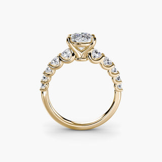 LabGrownDiamonds.com oval diamond U-prong diamond band engagement ring, gold setting with detailed front view.