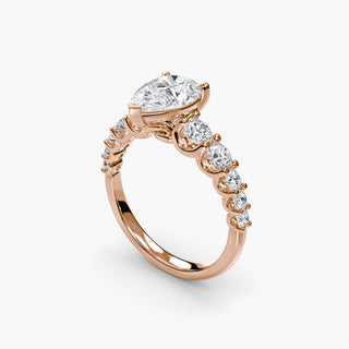 LabGrownDiamonds.com round U-prong diamond band engagement ring with a graduated design, shown from four different angles.
