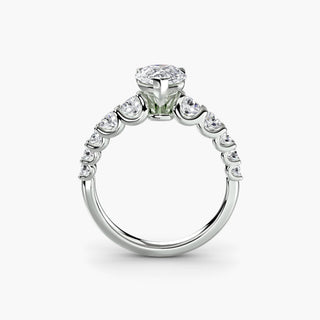 Platinum graduated round U-prong diamond band engagement ring featuring a row of sparkling diamonds in a setting from LabGrownDiamonds.com