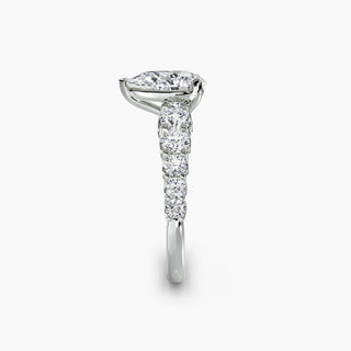 LabGrownDiamonds.com graduated round U-prong diamond band engagement ring in white gold, side view showing detailed setting.