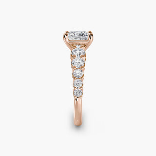 Graduated round U-prong diamond band engagement ring setting with side view, crafted for lab-grown diamonds by LabGrownDiamonds.com