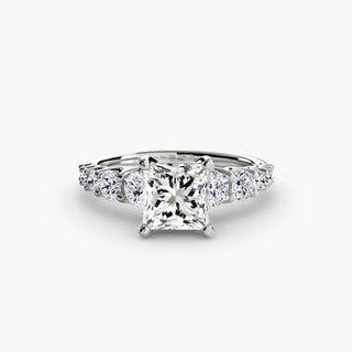 LabGrownDiamonds.com round U-prong diamond band engagement ring setting with a princess-cut diamond in white gold.