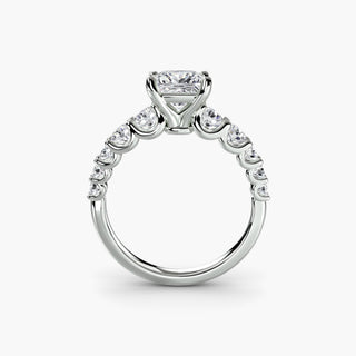 LabGrownDiamonds.com graduated round U-prong diamond band engagement ring in white gold, showcasing the front view of the setting.