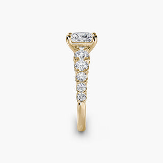 LabGrownDiamonds.com graduated round U-prong diamond band engagement ring with detailed side view showing sparkling diamonds and elegant setting.