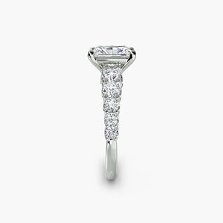 LabGrownDiamonds.com round U-prong diamond band engagement ring in white gold, showcasing a radiant cut diamond setting from three angles.