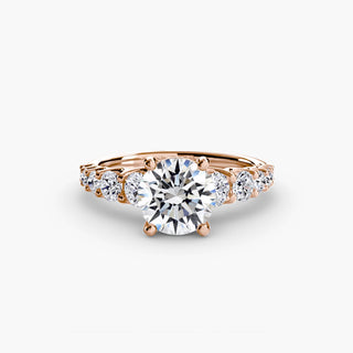 LabGrownDiamonds.com graduated round U-prong diamond band engagement ring setting with a sleek, polished design and detailed prong settings.