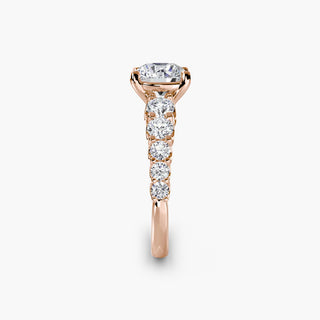 Graduated round U-prong diamond band engagement ring setting with side view, crafted by LabGrownDiamonds.com