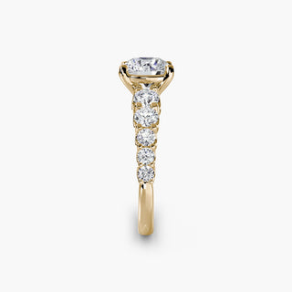 Graduated round U-prong diamond band engagement ring setting with side view, crafted by LabGrownDiamonds.com