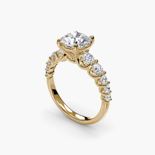 LabGrownDiamonds.com diamond U-prong engagement band ring with a round diamond setting, shown from four angles highlighting craftsmanship.