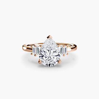 Graduated Baguette Accent Engagement Ring