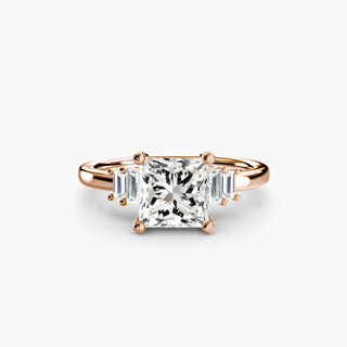 Graduated Baguette Accent Engagement Ring