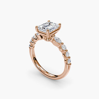 || #metal_rose gold #diamond shape_emerald