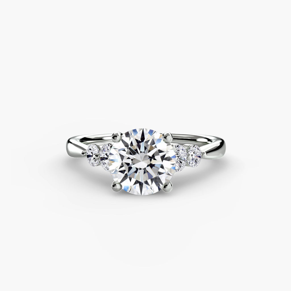 Graduated Round Accent Cathedral Engagement Ring Setting ...