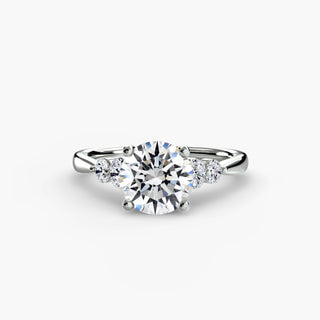 Round Accent Tapered Cathedral Engagement Ring