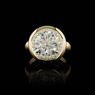 Round Bezel Halo Lab Grown Diamond Engagement Ring