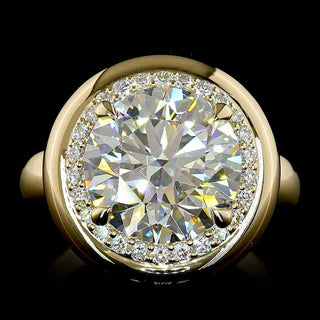 Round Bezel Halo Lab Grown Diamond Engagement Ring
