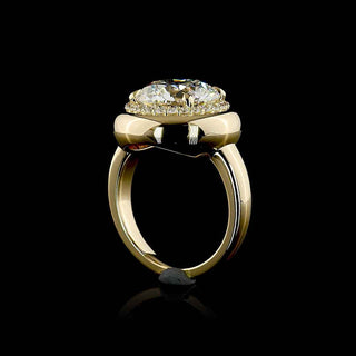 Round Bezel Halo Lab Grown Diamond Engagement Ring