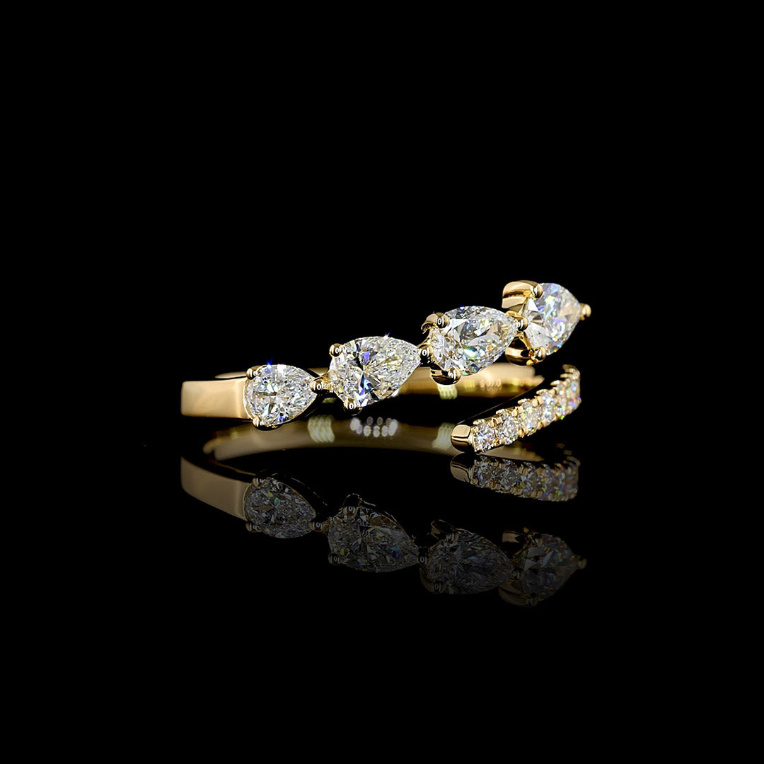 Pear and Round Lab Grown Diamond Bypass Ring