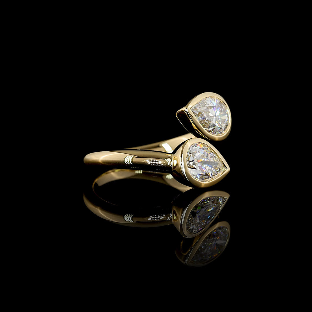 Pear Bezel Lab Grown Diamond Bypass Ring