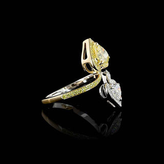 Fancy Yellow Heart Lab Grown Diamond Bypass Ring