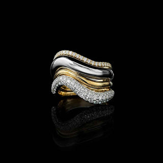 Four Row Pavé Lab Grown Diamond Wave Ring
