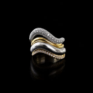 Four Row Pavé Lab Grown Diamond Wave Ring
