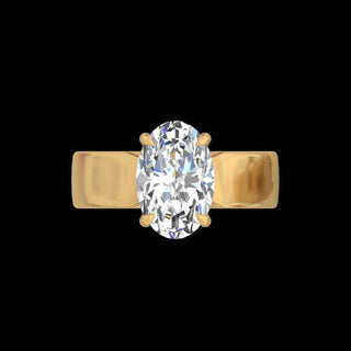 Oval Wide Band Hidden Halo Engagement Ring