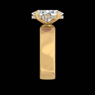 Oval Wide Band Hidden Halo Engagement Ring