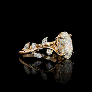 Oval lab-grown diamond engagement ring with marquise vine design, 2.5 to 3 carats total weight, size 6.5, from LabGrownDiamonds.com