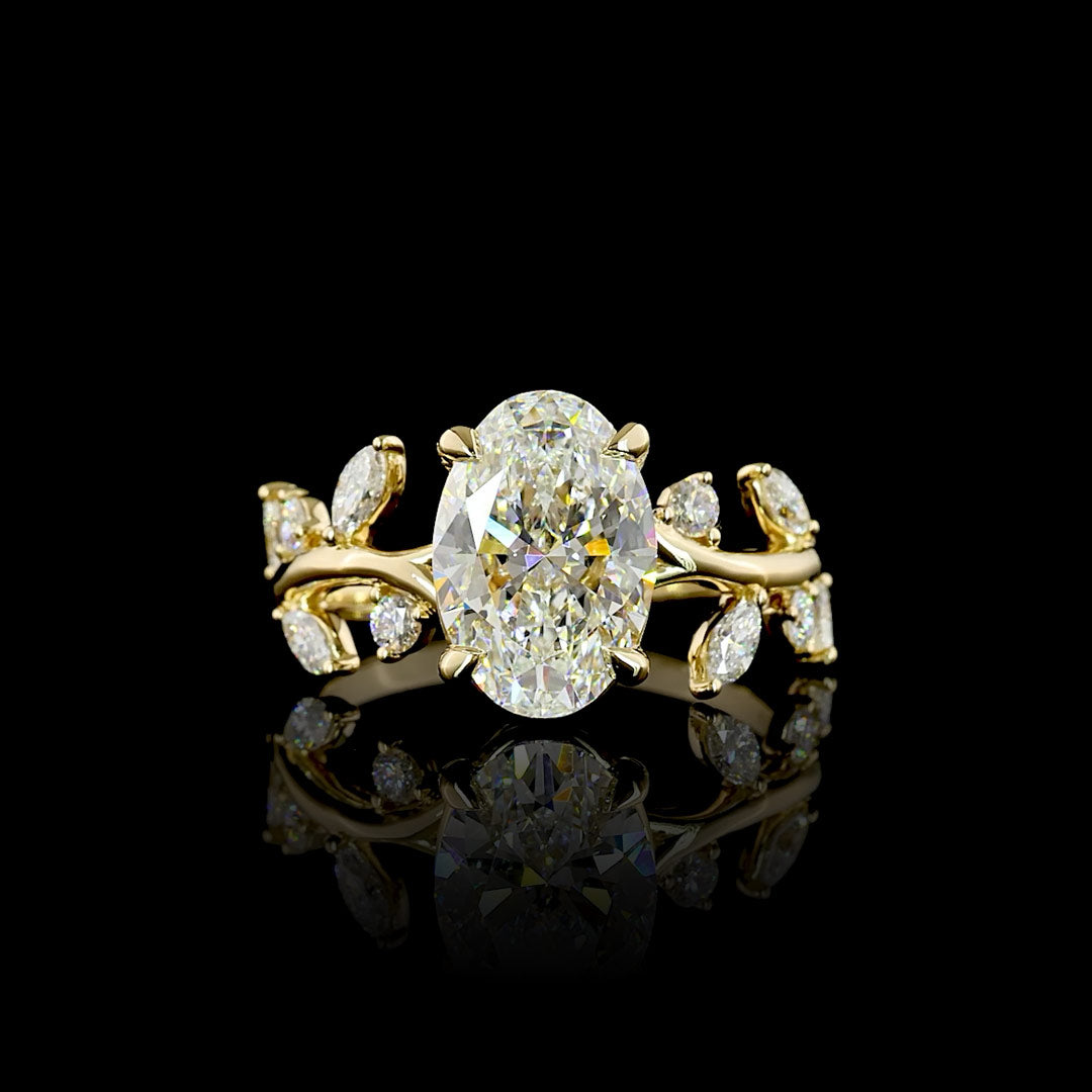 Marquise Vine Oval Lab Grown Diamond Engagement Ring