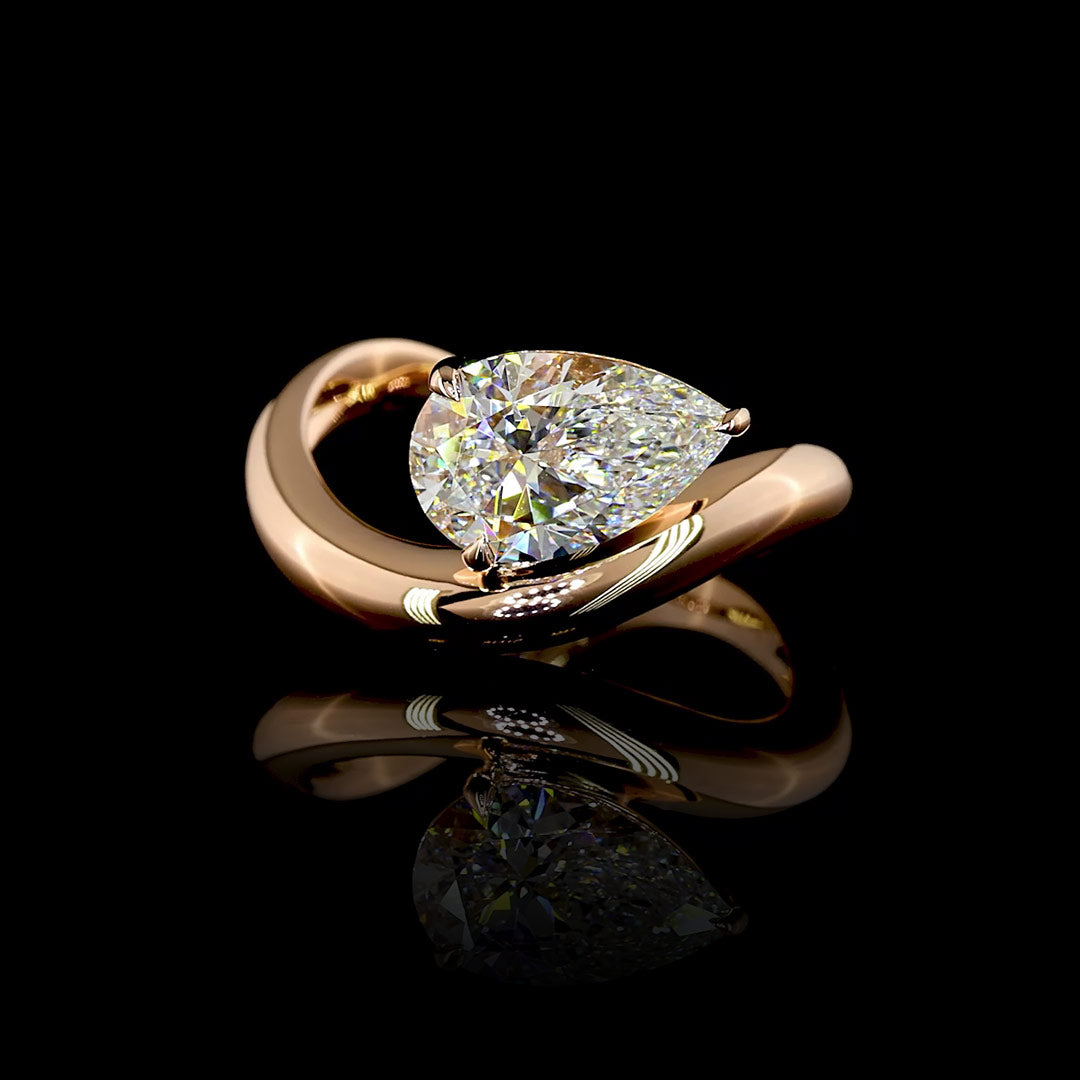Pear Wave Lab Grown Diamond Ring