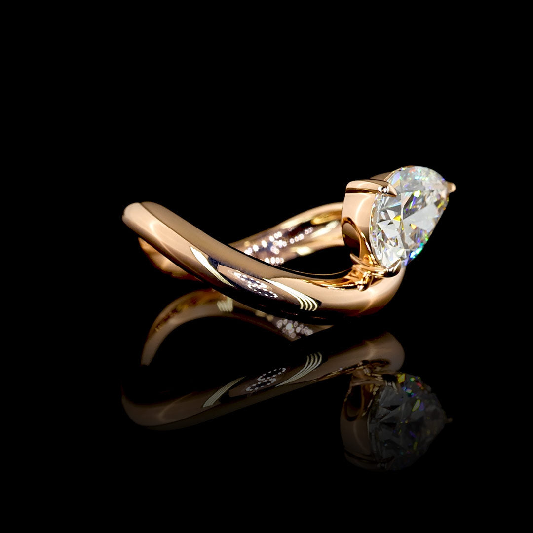 Pear Wave Lab Grown Diamond Ring