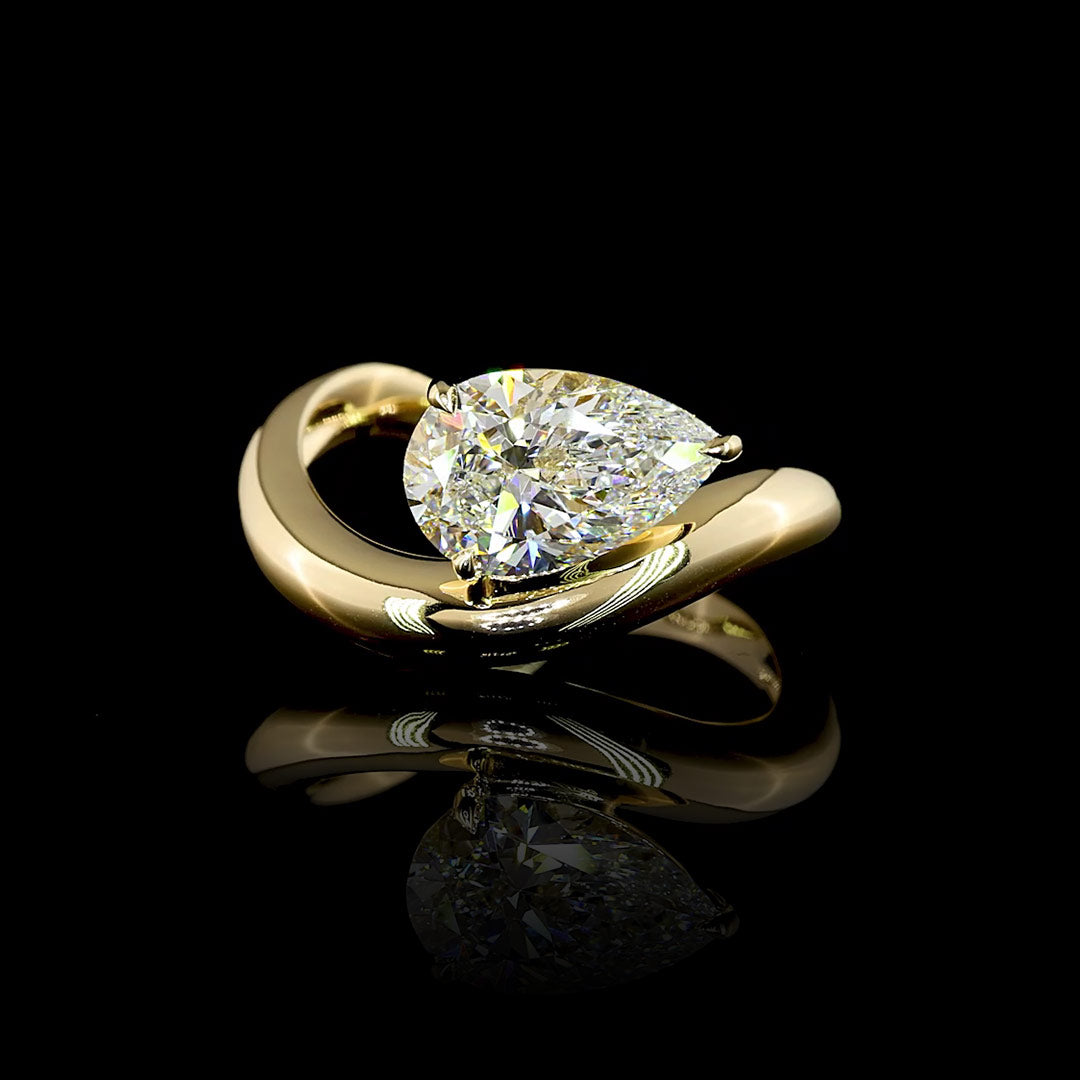 Pear Wave Lab Grown Diamond Ring
