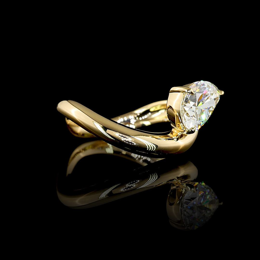 Pear Wave Lab Grown Diamond Ring