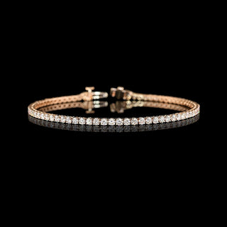 Round lab-grown diamond tennis bracelet with 3 carats total weight, 7-inch length, featuring sparkling diamonds and a secure clasp.