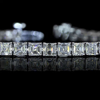 7 CTW Asscher Lab Grown Diamond Tennis Bracelet