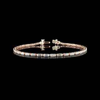Lab Grown Diamonds 2.75 CTW East-West Baguette Tennis Bracelet with sparkling lab-grown diamonds on a sleek silver band