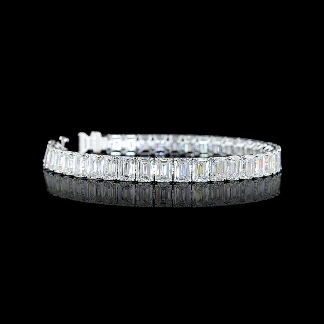 27 CTW Emerald Lab Grown Diamond Tennis Bracelet