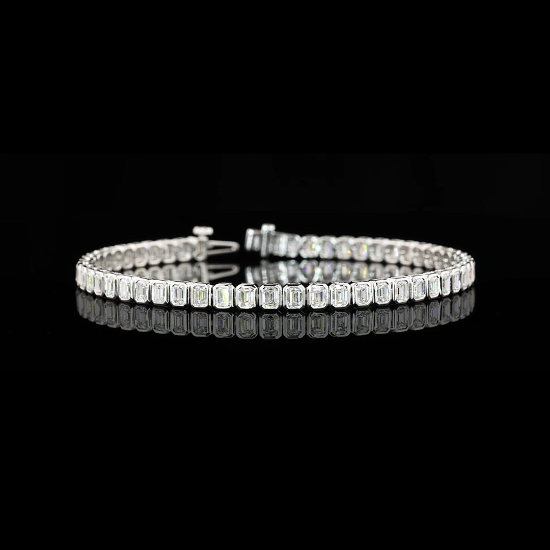 5 CTW Emerald Bezel Lab Grown Diamond Tennis Bracelet