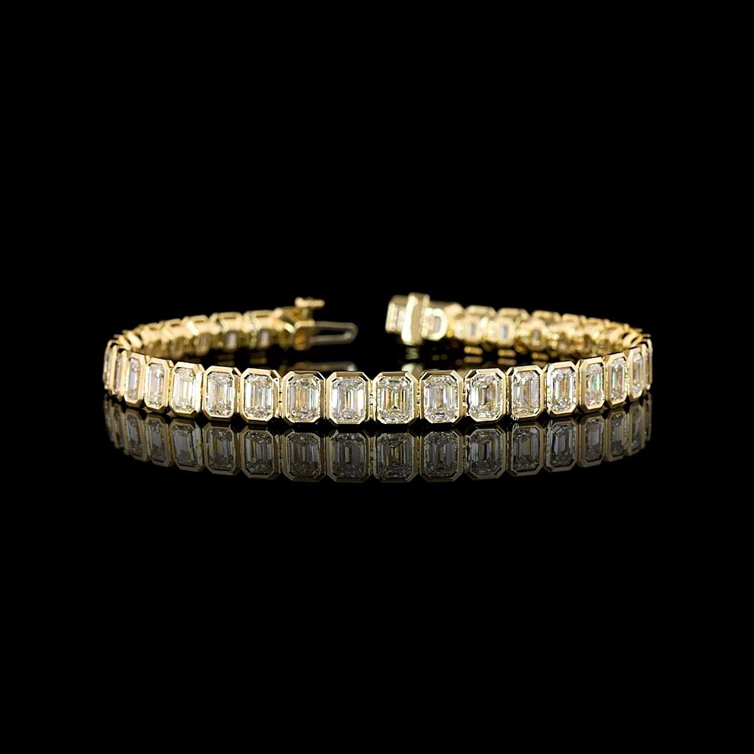 12 CTW Emerald Bezel Lab Grown Diamond Tennis Bracelet