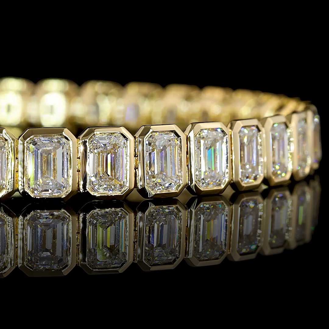 12 CTW Emerald Bezel Lab Grown Diamond Tennis Bracelet