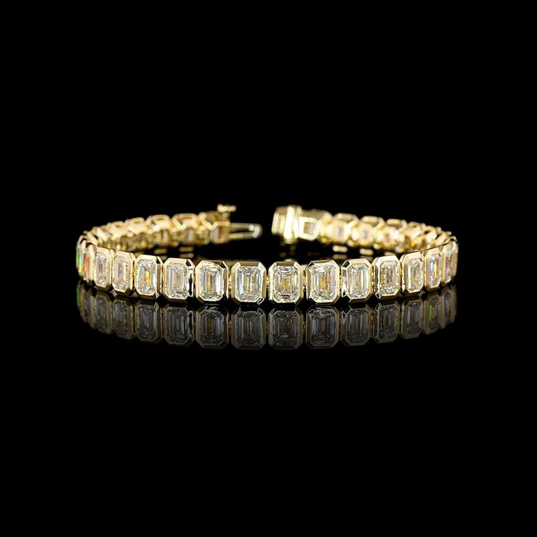 18 CTW Emerald Bezel Lab Grown Diamond Tennis Bracelet